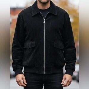 ROUNDTREE & YORKE Men’s Black Suede Bomber Jacket | Genuine Leather | XL